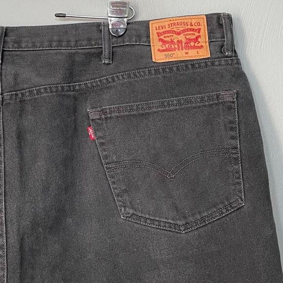 Levis 550 Jeans Mens Size 52X32 Black Denim Selvedge Grunge Workwear Utility - Picture 5 of 11